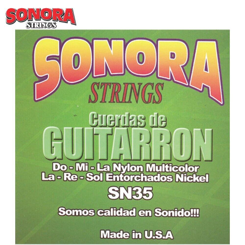 Sonora SN35 Cuerdas De Guitarron Nylon Multicolor Strings - Made In USA