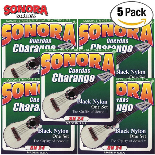 5-PACK Sonora SN24 Black Nylon Cuerdas Charango Guitar Strings MADE IN USA