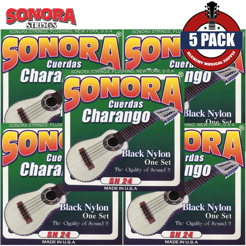 5-PACK Sonora SN24 Black Nylon Cuerdas Charango Guitar Strings MADE IN USA