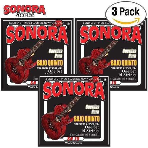 3-PACK Sonora SN75PH Cuerdas Bajo Quinto Phosphor Bronze Loop End Strings