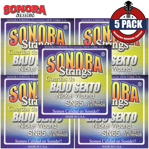 5-PACK Sonora SN65 Cuerdas de Bajo Sexto Nickel Wound Guitar Strings MADE IN USA