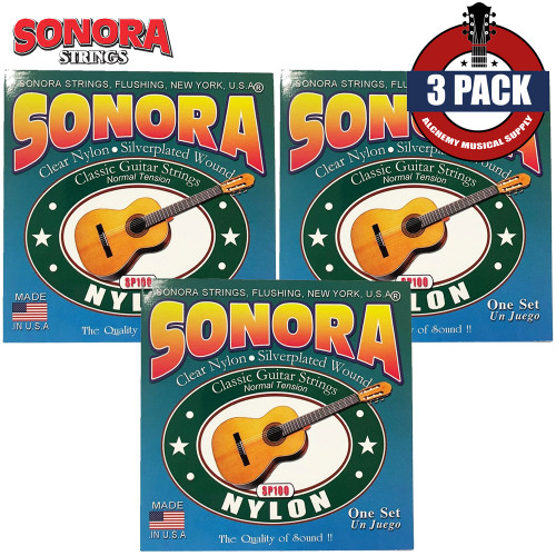 3-PACK Sonora SP100 Clear Nylon Normal Tension Classical Guitar Strings