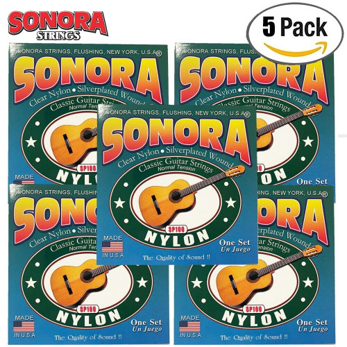 5-PACK Sonora SP100 Clear Nylon Normal Tension Classical Guitar Strings