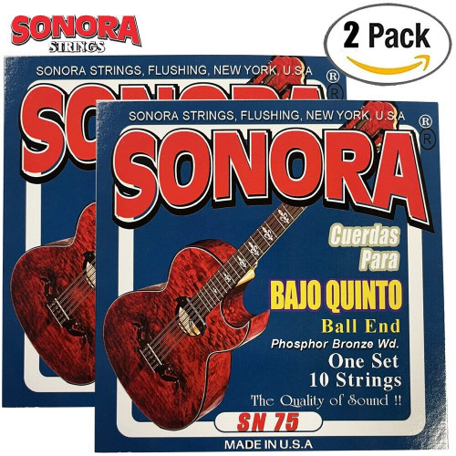 2-PACK Sonora SN75PH-BE Cuerdas Bajo Quinto Phosphor Bronze Ball End Strings