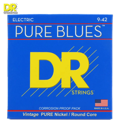 DR PHR-9 Pure Blues Pure Nickel Electric Guitar Strings Light 9-42