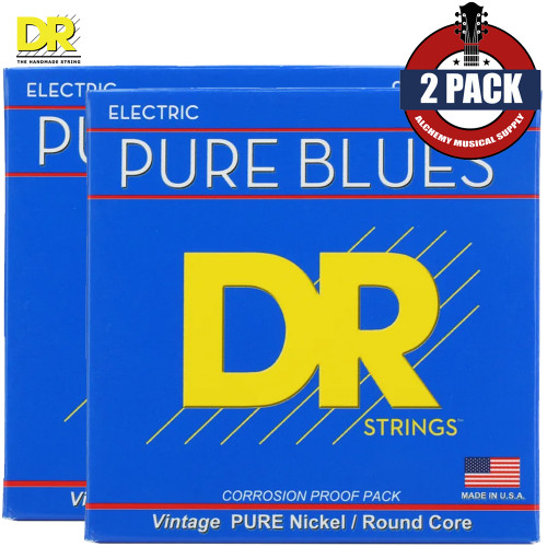 2-PACK DR PHR-9 Pure Blues Pure Nickel Electric Guitar Strings Light 9-42