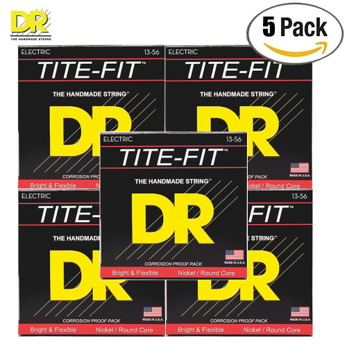 5-PACK DR Tite-Fit MEH-13 Extra Heavy Nickel Plated Electric Guitar Strings 13-56