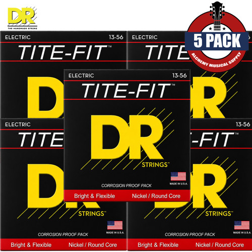 5-PACK DR Tite-Fit MEH-13 Extra Heavy Nickel Plated Electric Guitar Strings 13-56