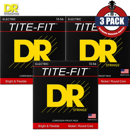 3-PACK DR Tite-Fit MEH-13 Extra Heavy Nickel Plated Electric Guitar Strings 13-56