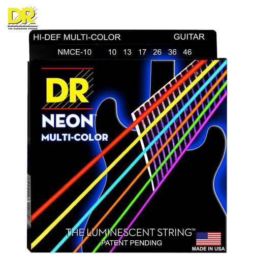 DR NMCE-10 Def Neon Multi-Color K3 Coated Electric Guitar Strings 10-46