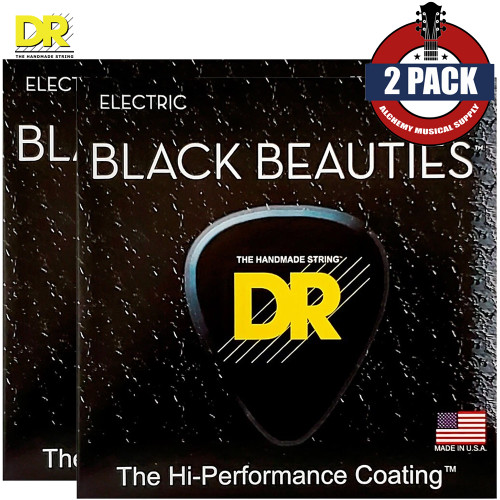 2-PACK DR BKE-11 Black Beauties K3 Coated Electric Guitar Strings 11-50