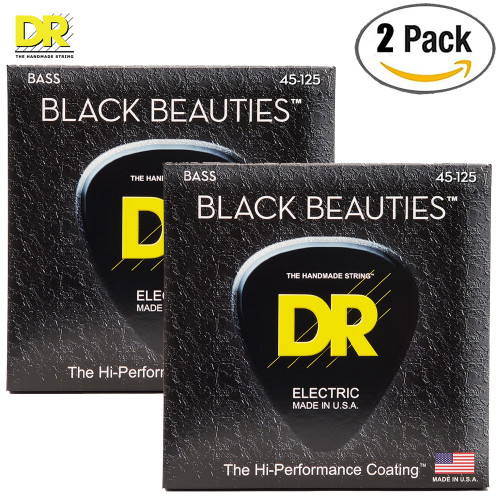 2-PACK DR BKB5-45 Black Beauties 5-String Coated Steel Bass Strings 45-125 2-PACK DR BKB5-45 Black Beauties 5-String Coated Steel Bass Strings 45-125