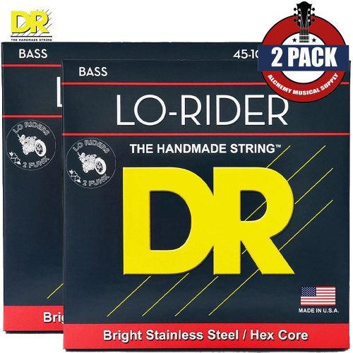 2-PACK DR MH-45 Lo-Rider Stainless Steel Electric Bass Guitar Strings 45-105