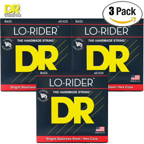 3-PACK DR MH-45 Lo-Rider Stainless Steel Electric Bass Guitar Strings 45-105 3-PACK DR MH-45 Lo-Rider Stainless Steel Electric Bass Guitar Strings 45-105