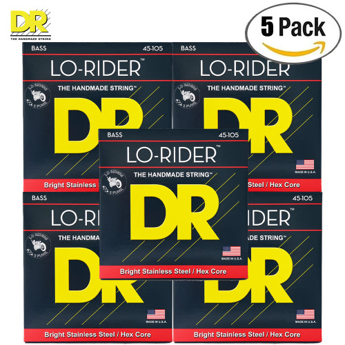 5-PACK DR MH-45 Lo-Rider Stainless Steel Electric Bass Guitar Strings 45-105 5-PACK DR MH-45 Lo-Rider Stainless Steel Electric Bass Guitar Strings 45-105