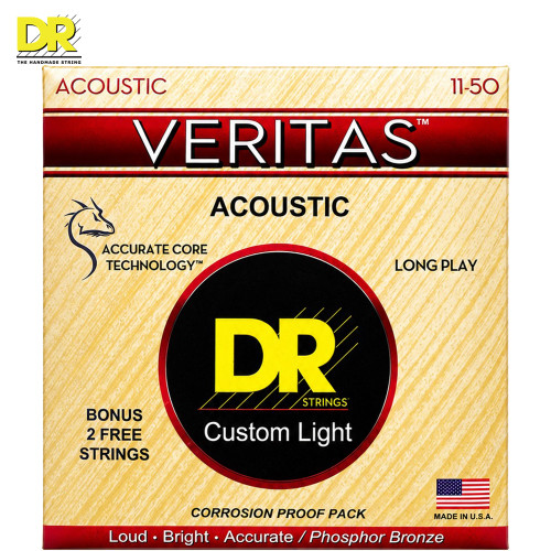 DR VTA-11 Veritas Phosphor Bronze Coated Acoustic Guitar Strings 11-50