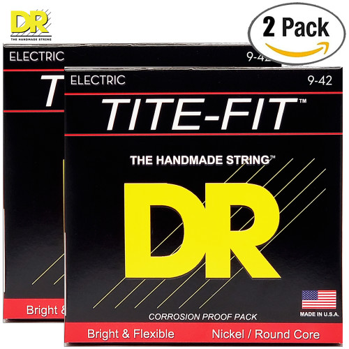 2-PACK DR TITE-FIT™ LT-9 Nickel Plated Electric Guitar Strings Light 9-42