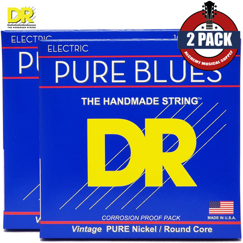 2-PACK DR PHR-10 Pure Blues Pure Nickel Electric Guitar Strings 10-46 Medium