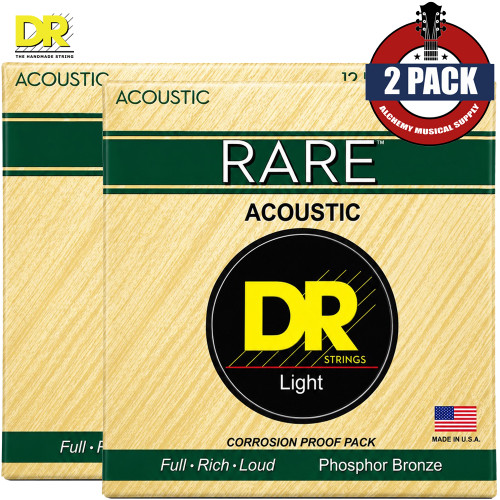 2-PACK DR RPM-12 Rare Phosphor Bronze Acoustic Guitar Strings 12-54