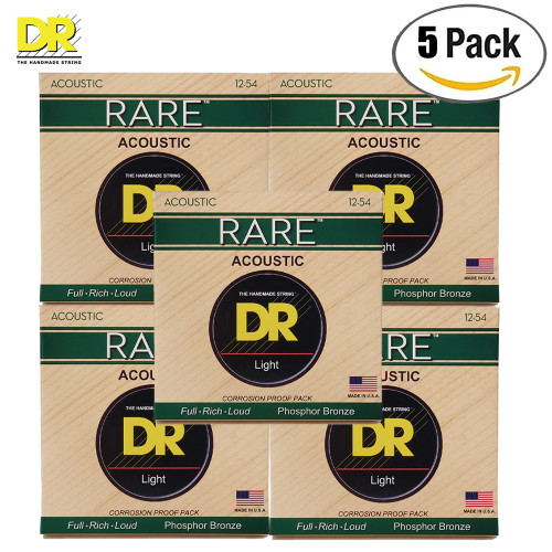 5-PACK DR RPM-12 Rare Phosphor Bronze Acoustic Guitar Strings 12-54