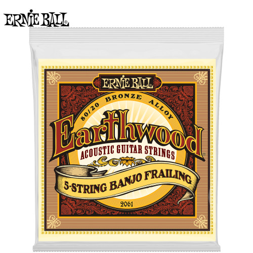 Ernie Ball 2061 Earthwood 5-String Frailing 80/20 Bronze Banjo Strings 10-24