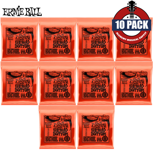 10-PACK Ernie Ball 2615 7-String Skinny Top Heavy Bottom Guitar Strings 10-62