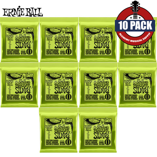 10-PACK Ernie Ball 2629 Regular Slinky Nickel 8-String Guitar Strings 10-74