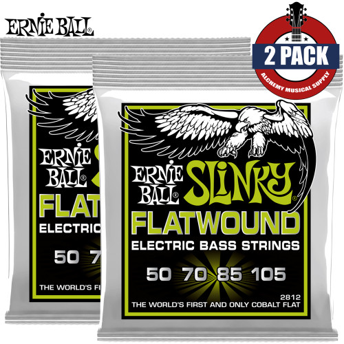 2-PACK Ernie Ball 2812 Regular Slinky Flatwound Electric Bass Strings 50-105