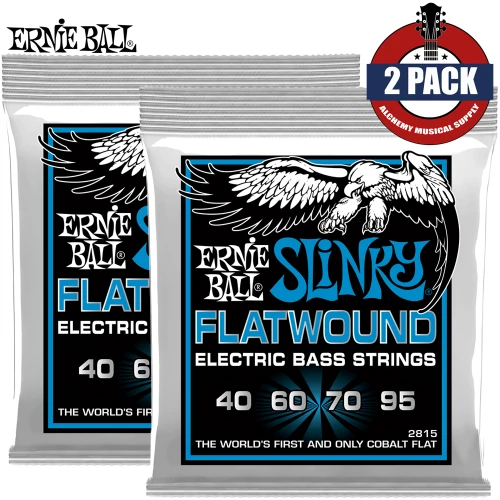 2-PACK Ernie Ball 2815 Extra Slinky Flatwound Electric Bass Strings 40-95