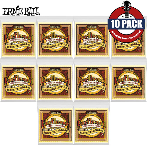 10-PACK Ernie Ball 2043 Earthwood Silk & Steel Reg Acoustic Guitar Strings 13-56