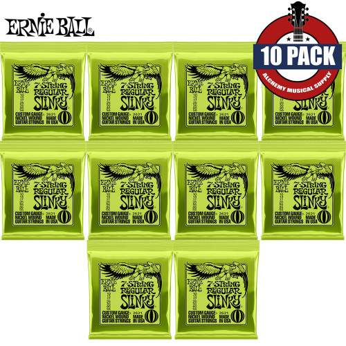 10-PACK Ernie Ball 2621 7-String Regular Slinky Nickel Electric Guitar Strings 10-56