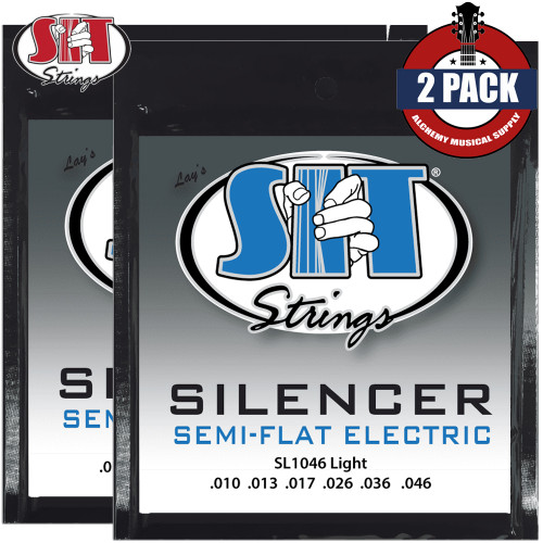 2-PACK SIT SL1046 Silencer Semi-Flat Light Electric Guitar Strings 10-46