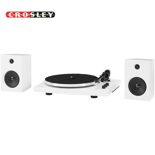 Crosley T150B-WH Bluetooth Turntable Shelf System With Speakers White