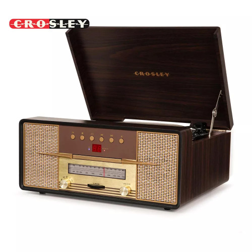 Crosley CR7016A-MA Rhapsody Entertainment Center 3-Speed Record Player Mahogany