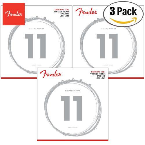 3-PACK Fender 150M Original 150's Pure Nickel Medium Electric Guitar Strings 11-49 3-PACK Fender 150M Original 150's Pure Nickel Medium Electric Guitar Strings 11-49