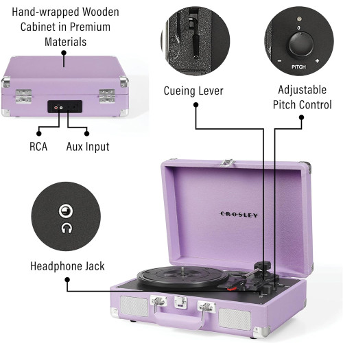 Crosley CR8005F-LN Cruiser Plus 3-Speed Bluetooth Record Player