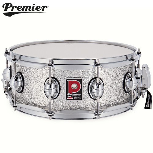 Premier Genista Maple 14" x 5.5" Silver Sparkle Snare Drum PGM1455SSSX Premier Genista Maple 14" x 5.5" Silver Sparkle Snare Drum PGM1455SSSX