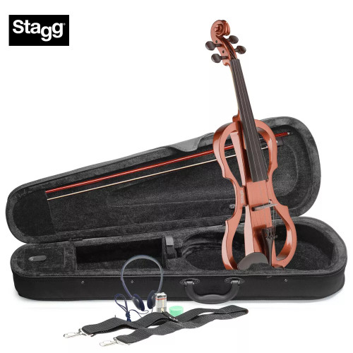 Stagg EVN-X 4/4 VBR Violinburst Violin Package with Case, Bow, Headphones