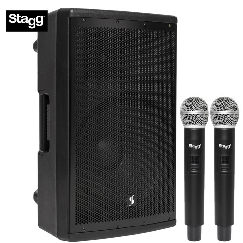 Stagg 15" 200W Bluetooth Battery Powered Active Speaker With Microphone AS15B US Stagg 15" 200W Bluetooth Battery Powered Active Speaker With Microphone AS15B US