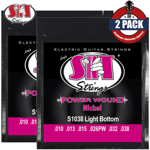 2-PACK SIT S1038 Power Wound Nickel Light Bottom Electric Guitar Strings 10-38 2-PACK SIT S1038 Power Wound Nickel Light Bottom Electric Guitar Strings 10-38