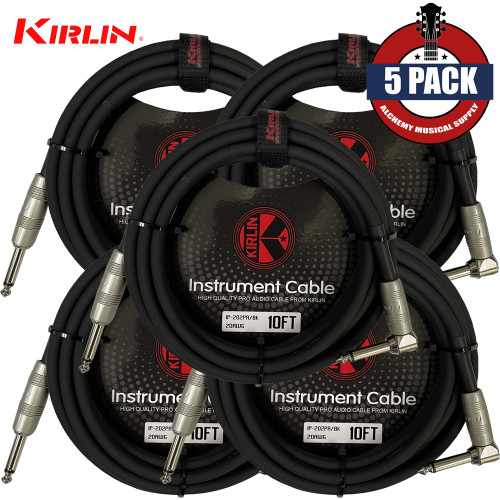 5-PACK Kirlin Original Series 10FT 1/4" Straight To Right Instrument Cable 5-PACK Kirlin Original Series 10FT 1/4" Straight To Right Instrument Cable