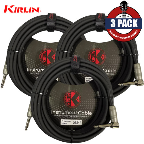 3-PACK Kirlin Original Series 20FT 1/4" Straight To Right Instrument Cable 3-PACK Kirlin Original Series 20FT 1/4" Straight To Right Instrument Cable