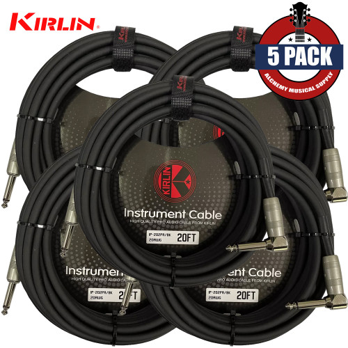 5-PACK Kirlin Original Series 20FT 1/4" Straight To Right Instrument Cable 5-PACK Kirlin Original Series 20FT 1/4" Straight To Right Instrument Cable