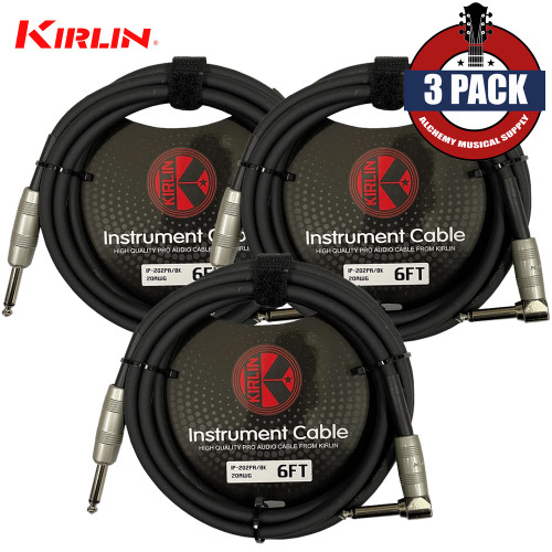 3-PACK Kirlin Original Series 6FT 1/4" Straight To Right Instrument Cable 3-PACK Kirlin Original Series 6FT 1/4" Straight To Right Instrument Cable