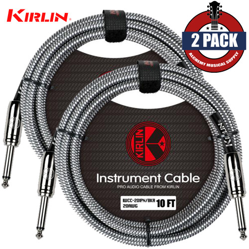 2-PACK Kirlin 10FT 1/4" Straight to Same 20AWG Woven Silver Instrument Cable 2-PACK Kirlin 10FT 1/4" Straight to Same 20AWG Woven Silver Instrument Cable