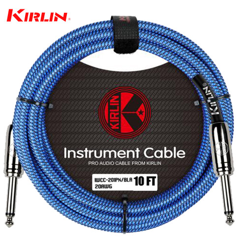 Kirlin 10FT 1/4" Straight to Same 20AWG Woven Blue Instrument Cable Kirlin 10FT 1/4" Straight to Same 20AWG Woven Blue Instrument Cable