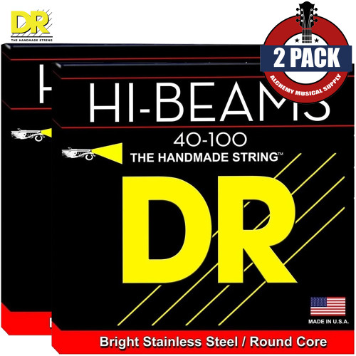 2-PACK DR LR-40 HI-BEAMS Stainless Steel Electric Bass Strings 40-100