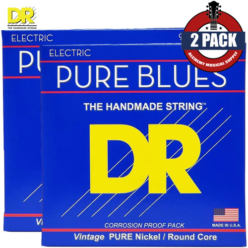 2-PACK DR PHR-9/46 Pure Blues Pure Nickel Electric Guitar Strings 9-46 Light/Medium