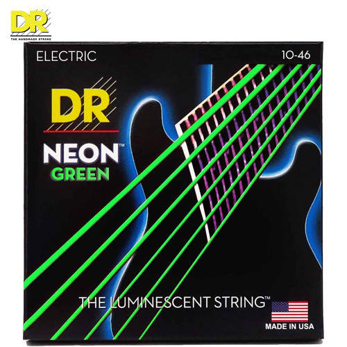 DR NGE-10 Hi-Def Neon Green K3 Coated Electric Guitar Strings 10-46