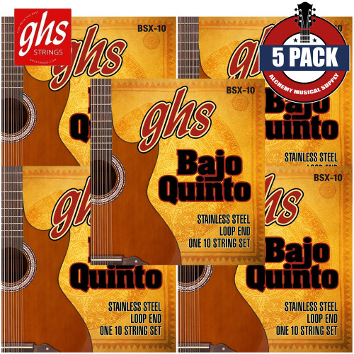 5-PACK GHS Strings 10-String Stainless Steel Bajo Quinto Strings Loop End BSX-10 5-PACK GHS Strings 10-String Stainless Steel Bajo Quinto Strings Loop End BSX-10